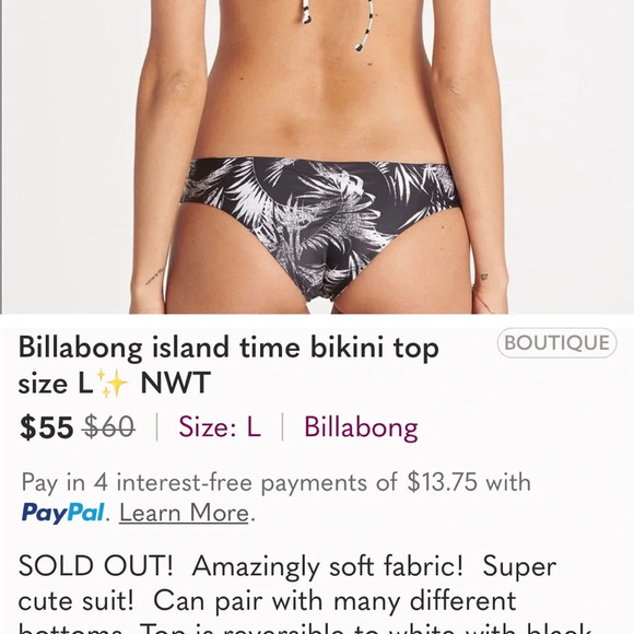 Billabong island time reversible bikini top size M ✨ NWT - Picture 9 of 11